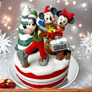 VTG Disney Sleigh Ride 1989 Mickey Minnie Goofy Figurine Ltd 🇯🇵